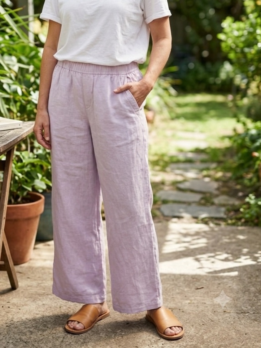 Old Navy Lavender Wide-Leg Linen Pants